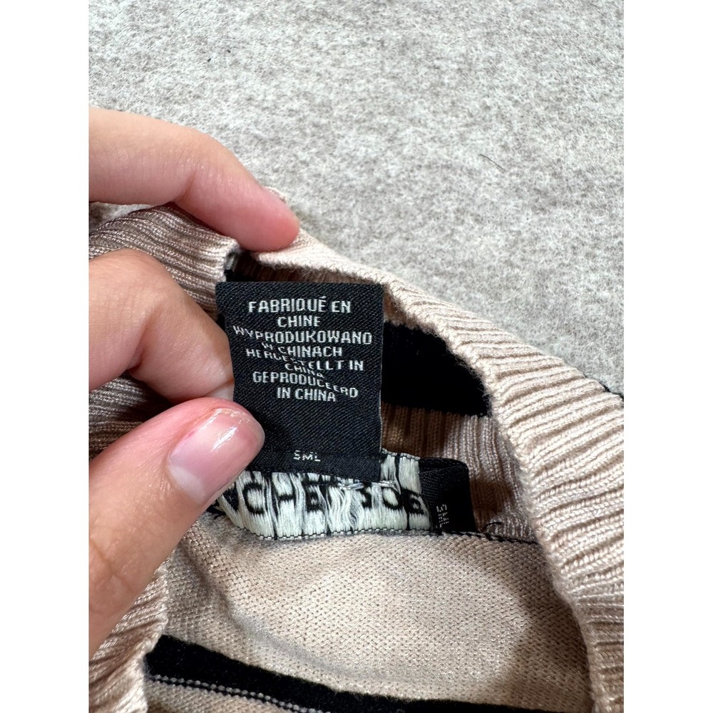 Rachel Zoe Sweater Womens Large Brown Striped Ribbed Trim Winter Warm Mock Neck - Picture 7 of 16